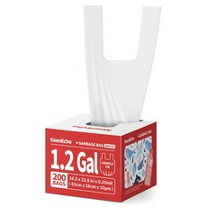 KeenEcho 흰색 미니 손잡이 쓰레기봉투 무향 HDPE 누수방지 찢어짐방지 주방 침실 욕실 화장실 사무실용, 200개, 5L