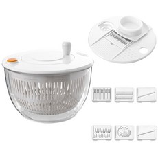 CozyTemp 야채 탈수기 5L대용량 샐러드 스피너 채소탈수기 채칼 6종 세트, 1개, 화이트