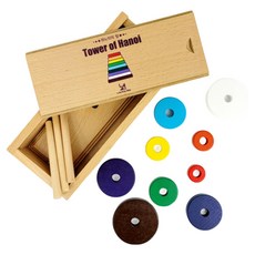 러닝스텝 하노이탑 9단 고급 원목함 포함 수학원목교구 도형완구 공부잘하는법, 1개