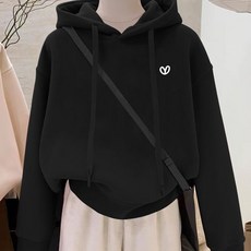 ROYALBELLE 여성 루즈핏 기모 후드 긴팔 티셔츠 심플 캐주얼 데일리 따뜻한 패션 맨투맨 M0111039