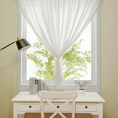 유스몰 붙이는 사생활 보호 벨크로 물결무늬 쉬폰 커튼