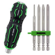 엔지니어 나사 제거용 드라이버 세트 비트 4종 드라이버 핸들 모구라비트 DZ-74, 1개