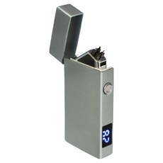 Kindfire 충전식 플라즈마 라이터 듀얼 아크 방풍 방수 캠핑용 라이타 C타입 초경량 전력량 점화횟수 표시 남자 선물용, 실버, 1개