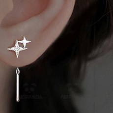 AKIPANDA 여성 별 모양 체인 실버 귀걸이