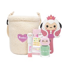 뿌띠슈 어린이 화장품 핸드백 가방 세트 초등학생 여아 5종 선물세트 뽀글이 가방+손거울+립크레용+매니큐어 네일+스티커, 1개, 뽀글이가방 세트