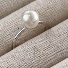 하이유니 [손끝감성] 엘레강스 진주알 웨딩 한복 혼주 실버925 은 도금 반지