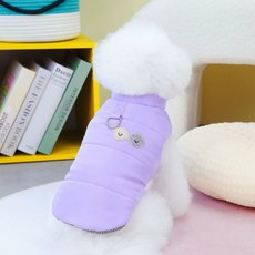 따뜻한 겨울 강아지 하네스 조끼 패딩, 퍼플, 1개
