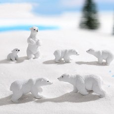 6종 북극곰 세트 미니어처 동물 크리스마스 피규어 테라리움재료
