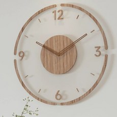 안나네 우드 벽시계 35cm/ 원목 인테리어 시계/모던 디자인, 부분숫자