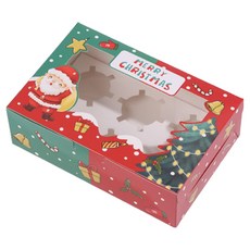 크리스마스 투명창 머핀 상자 컵케이크 타르트(20P), C-레드 6구(20P), 1개
