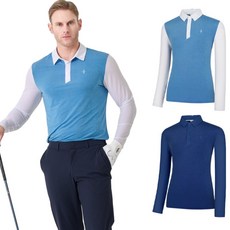 빌트모아 남성 골프웨어 타공 믹스 스탠다드핏 긴팔 티셔츠