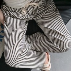 JOY네 스트라이프 여성 일자 여름 우븐 트레이닝 롱 긴 통 바지 츄리닝 와이드