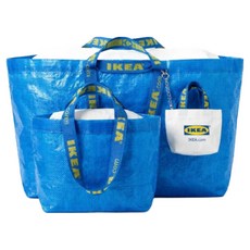 세라 이케아 가방 3종 올인원 세트 (대형 L + 소형 S + 미니 파우치 화이트+품질보증서) 캠핑 빨래 장바구니 방수 분리수거함 이사가방 장바구니, 1세트, L사이즈+S사이즈+키링