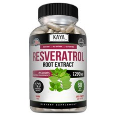 레스베라트롤 뿌리추출물 캡슐 - 1200mg 천연유래 비건캡슐 글루텐 프리 건강, 2개, 60회분
