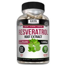 레스베라트롤 뿌리추출물 캡슐 - 1200mg 천연유래 비건캡슐 글루텐 프리 건강, 1개, 120회분
