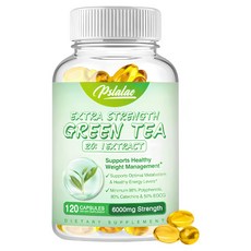 고강도 녹차 추출물 20:1 6000mg - 체중 감량 지방 연소 해독, 1개, 60정