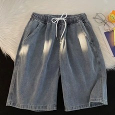 스탠다드 밴딩 와이드 5부 청반바지