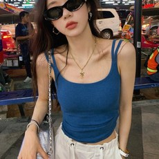 투웨이 레이어드 골지 브라탑 나시 고정패드 7컬러