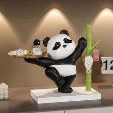 팬더 곰돌이 열쇠 차키 인테리어소품 장식품 받침 거치대 보관함 홀더 수납 소품 악세서리 거실장식 예쁜트레이 개업선물, 대나무 팬더