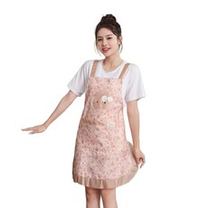 베네피온 주방 예쁜 꽃무늬 앞치마 순면, 1개, 핑크