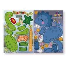 바느질놀이 장난감 바늘과 실을 이용해 만드는 끼워끼워, 트리케라톱스(보라)