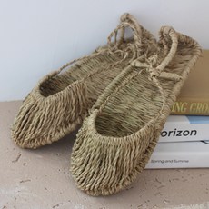 [왓위셀] 짚신 한켤레 미투리 민속 전통공예소품, 브라운