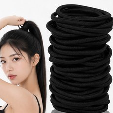 블랙포니 짱짱한 고탄력 대용량 여성 머리고무줄 머리끈 50P