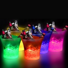 LED 아이스버킷 맥주 와인 샴페인 쿨러 아이스버킷 (AA건전지 포함), 5L