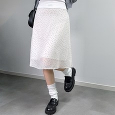 도트 땡땡이 패턴 미디스커트 치마 데일리 스커트