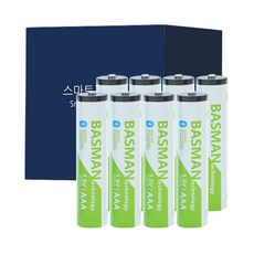 바스맨 3세대 스마트 블루투스 건전지 AAA (740mAh), 1개, 8개입