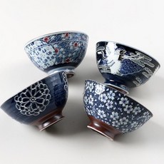 카넨큐 일본 도자기 밥공기 국그릇 돈부리 4P 세트, 1박스, 대접1호 4P