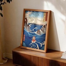도쿄나이트 지브리 포스터 액자 3종 애니 인테리어 그림 벼랑위의포뇨 마녀배달부키키 배가본드 감성 홈데코, 내추럴액자