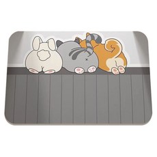규조토 고양이 뒷태 발매트 3세대 미끄럼 방지 욕실 빨아쓰는 화장실 주방 욕실, 06)치즈냥이+회색냥이(1+1)