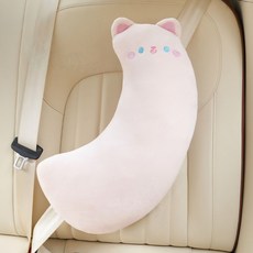 베키노우 어린이 주니어 차량용 안전벨트 쿠션 인형, 1개, 베이비 핑크 고양이