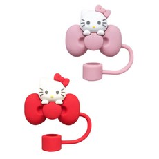 샤샤리사 헬로키티 캐릭터 스탠리 텀블러 호환 빨대마개 빨대 뚜껑 2종, 2개, 핑크/레드