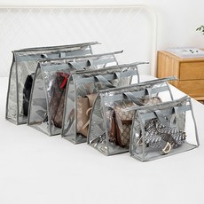 [5종 세트] 라슈에뜨 투명 가방정리함 가방 가방보관함 먼지 명품백 먼지방지 투명 파우치 그레이 S+M+L+XL+XXL, 1세트, 5개입