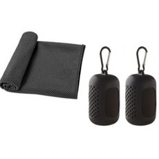 플라센 더 길어진 스포츠 쿨타올 땀수건, 2개, 블랙