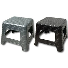 [나코] 낮은 플라스틱 라탄 간이 보조의자 튼튼한 사각 행사 고하중 편의점 발받침, 1개, 낮은체크 초코브라운