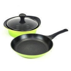 키친아트 실속쿡웨어 2종 PFOA PFOS FREE 전골냄비20 후라이팬28cm 세트, 키친아트 실속 쿡웨어 2종세트, 1개, 그린