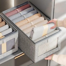 패브릭 접이식 옷정리 다용도 수납정리함, 4개, 헤링본 그레이
