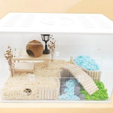 행복햄 햄스터 아크릴 케이지 하우스, 1개, 투명