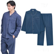 홈이 트라이 남성용 도톰한 순면 기모 파자마