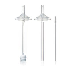 hibee Double Heart/Grosmimi/Upis適用替換吸嘴 2入+重力球吸管+簡易吸管+吸管刷組 第2階段, 單色, 1組