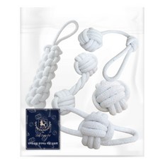 DING DONG PET 寵物造型玩具繩結 5入, 白色, 1組