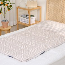 bebenuvo DIY莫代爾&Duraron材質雙面午睡薄墊+莫代爾毯+鋪棉薄墊芯+枕芯+不織布收納袋組, 焦糖色(格紋)