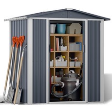 레드와이 조립식창고 6x4 슬로웁타입 플랫타입 조립이 쉬운 스틸창고 프리미엄 야외 미니 소형 이동식 간이 전원주택, 6x4 슬로웁형(콜드그레이)