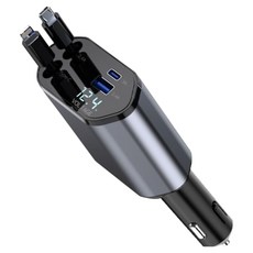 SUNRIVER 차량용 시거잭 고속 충전기 2세대 4in1 릴타입 type C + 8핀 애플, Type-C+애플