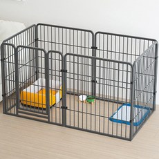 포령 강아지 울타리 대형 펜스 반려동물 화장실 칸막이 초대형 6P, 블랙, 1세트