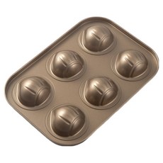 6구/9구/12구[SNS에서 핫하다!]상하이 버터떡 틀 업소용 가정용 밤팬 베이킹 오븐용 홈카페 쿠키틀 버터떡 틀 밤마들렌틀, 6단 골드 몰드