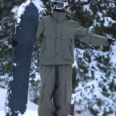 남녀공용 스노우보드복 세트 방풍 방수 보온 스키복, M, 678 빈티지 그린 세트